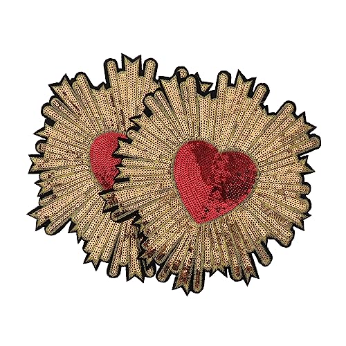 JEWEDECO 2St paillettenbestickter Aufnäher Pfirsichherz-Stoffaufkleber bestickte Jacke Valentinstag-Patch dekoaufkleber dekorative sticker Kleidungsstück Patch kleid dekor zubehör Stickerei von JEWEDECO