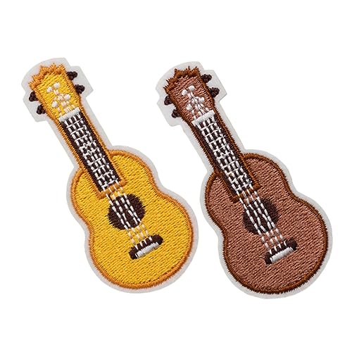 JEWEDECO 2st Gitarren-stickerei-anhänger Kleiderdekore Abziehbilder Zum Basteln Silberne Applikation Goldene Kleidung Goldendoodle-zubehör Dekorative Patches Diy-kleiderflicken Nylon von JEWEDECO