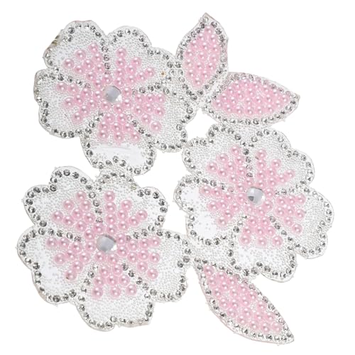 JEWEDECO 2st Karte Zum Bügeln Von Kleidung Blumenbeete Aufnähen Klebeblume Autoschmuck Strass-blumenapplikationen Perlenflecken Kronendekor Abziehbilder Zum Basteln Rosa Selbstklebend von JEWEDECO