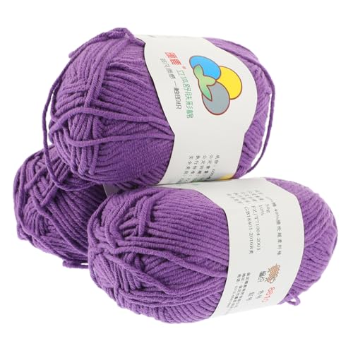 JEWEDECO 3 Rollen Häkelgarn DIY Garn montierter Lampenschirm Webpelzgarn zum Häkeln Mischgarn mehrfarbiges Garn Knitting Wool strickset Garn zum Basteln Mehrzweck-DIY-Garn Baumwolle Violett von JEWEDECO