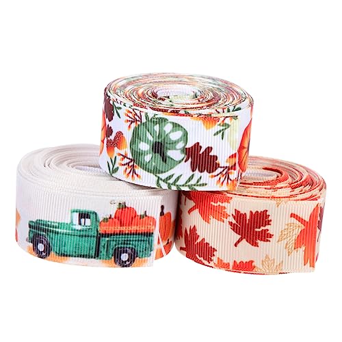 JEWEDECO 3 Rollen Herbst-Ernte-Thema-Bänder Herbstdeko Halloween-Dekorationen Geschenkbänder für den Herbst Partybänder Banddekor seidenband ribbon exquisite Bänder Geschenkband Polyester von JEWEDECO