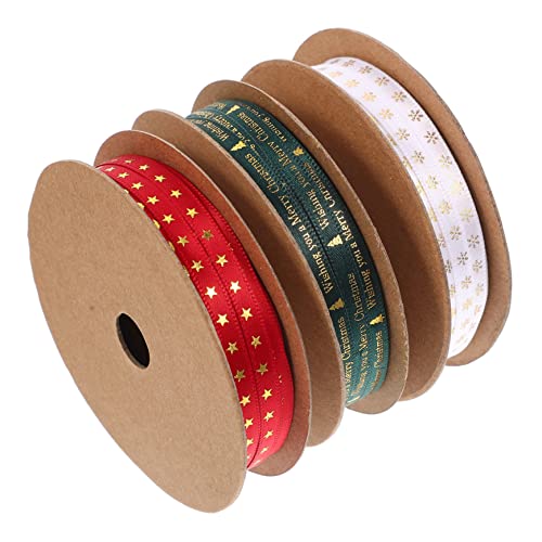 JEWEDECO 3 Rollen Schleife Weihnachtsdekorationsband Glitzerband Banddekor für Kuchenband ribbon weihnachtsband geschenksbandset DIY-Bänder dekoratives Polyester von JEWEDECO