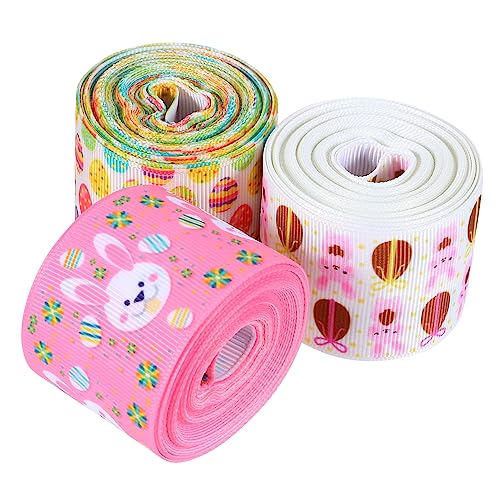 JEWEDECO 3 Rolls Urlaub Ostern Ribbon Geschenkpaket DIY Umwickeln Zubehör Dekoration von JEWEDECO