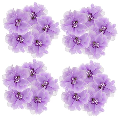 JEWEDECO 30St Perle Chiffon Quilten Polsterstoff Künstliche Blumen zur Dekoration artificial sztuczne kwiaty kompakte Handwerksblume handgefertigte Handwerksblume pp Violett von JEWEDECO