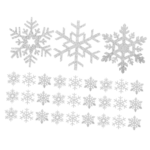 JEWEDECO 30st Schneeflocken-aufkleber Flash-kostüm Weihnachtspatches Für Mini-dekor Bekleidungszubehör Weihnachtliche Patches Zum Aufnähen Gestickte Aufnäher Mit Schneeflocken Stoff Silver von JEWEDECO