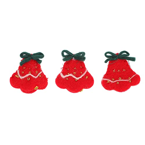 JEWEDECO 3St Glockenaufkleber Applikation für Weihnachten Weihnachtsschmuck Weihnachts-Kleidungspatch weihnachtsdeko weihnachtsbasteln Weihnachtsbedarf Patch für Heimwerker Wollfilz rot von JEWEDECO