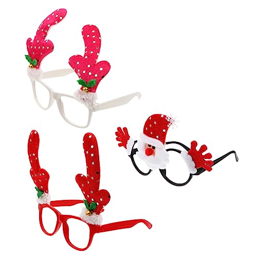 JEWEDECO 3st Weihnachtsbrille Silvester-party-brille Rote Sonnenbrille Urlaub Brillengestell Weihnachtskostüm Brille Weihnachtsbaum-sonnenbrille Kinder Dekor Kunststoffe Und Vliesstoffe von JEWEDECO