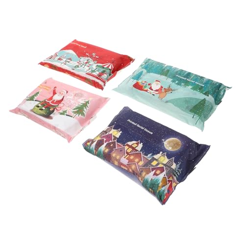 JEWEDECO 4 Packung Weihnachtlich Bedrucktes Seidenpapier Urlaubsangebot Papierservietten Weihnachten Partytischservietten Partyzubehör Servietten Für Den Haushalt Hotel-desktop-servietten von JEWEDECO