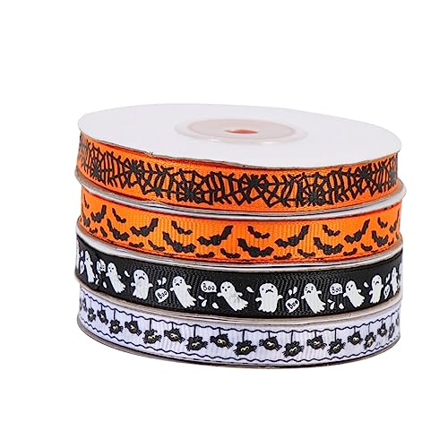 JEWEDECO 4 Rollen Halloween-Gurtband Schädelbänder Banddekor DIY handwerk machen geschenkband halloween Dekoratives für Halloween für Bandverzierungen Polyester von JEWEDECO