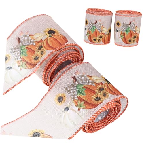 JEWEDECO 4 Rollen Thanksgiving-Gurtband Hochzeitsband Stoffband Bulk- Bandverpackungsdekoration ribbon bandfeile fallen thematische Bänder Schmuckband zum Selbermachen Eisendraht von JEWEDECO