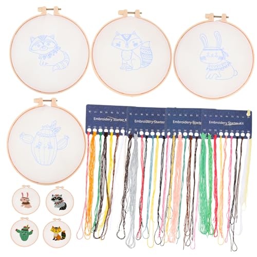 JEWEDECO 4 Sätze Kreuzstich Für Kinder Kreuzstichpackungen Kinder-kits Kinderkoffer Sticksets Für Erwachsene Stickerei-starter-kits Kinderhandwerk Schöner Stickanhänger Bausätze Polyester von JEWEDECO