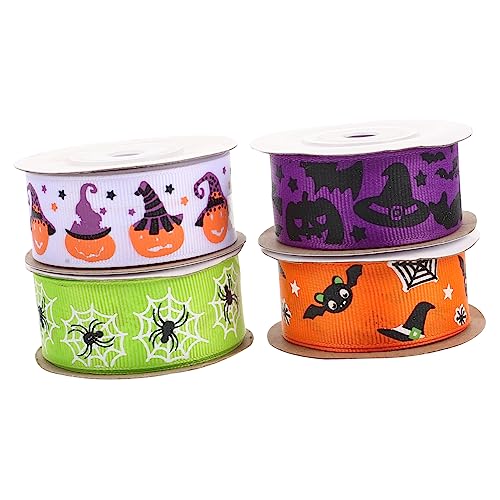 JEWEDECO 4 Stück Halloween-gurtband Halloween-bänder Halloween- Zum Basteln Halloween-verpackungsband Halloween-ripsband Dekoratives Halloween- Geistergeschenke Bänder Polyester von JEWEDECO