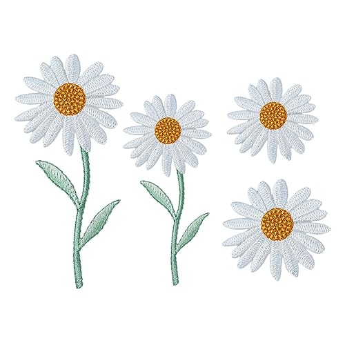 JEWEDECO 4 Stück Kleider Subventionen Blumen-kleiderflicken Diy-bastel-patches Applikation Reparieren Blumendekor Blumenapplikation Gestickte Aufnäher Dekorative Patches Stickgarn von JEWEDECO