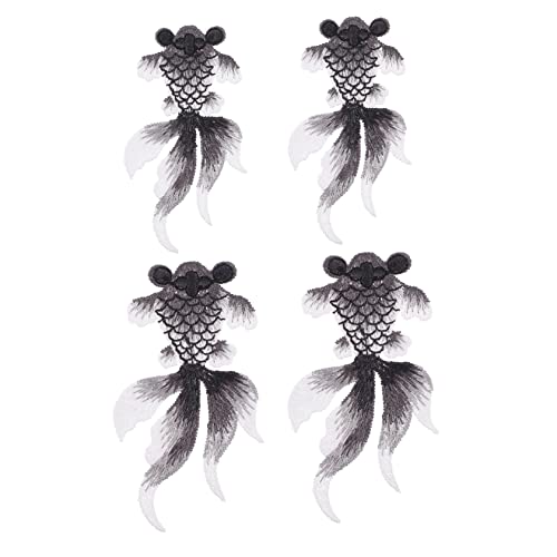 JEWEDECO 4 Stück Kleiderflicken Bonitoflocken japanisch Zubehör schuhreparatur stickgarne aufkleber dekoration Stickerei Kleidung Patch Ornament dekorative Applikationen Black von JEWEDECO