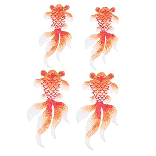 JEWEDECO 4 Stück Kleiderflicken Patches Nähen -applikationen Gestickte Aufnäher Mit Karpfen Flicken Aufnähen Japanischer Patch Accessoires Für Kleidungsstücke Stickgarn Orange von JEWEDECO