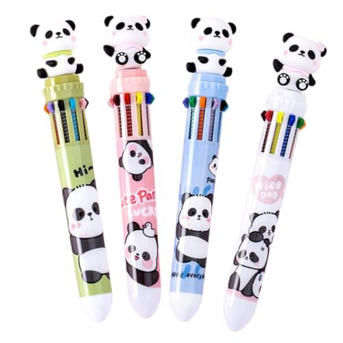 JEWEDECO 4 Stück Kugelschreiber mit 10 Farben süße Stifte kawaii multifunktionale Zeichenstifte Panda Kugelschreiber Stifte für Zeichnungen Kawaii-Zeichenstifte tragbare Zeichenstifte von JEWEDECO