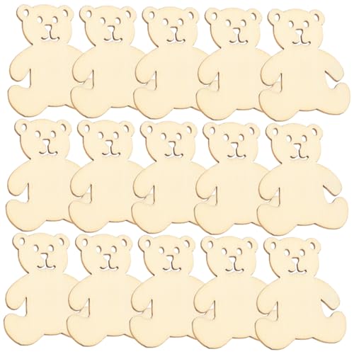 JEWEDECO 40St holzhandwerk Unvollendete Bärenausschnitte Chips kleine Bärenausschnitte Ornament Handwerk Leerzeichen decoratiuni craciun hochzeitsdeko hochzeitdeko hölzerne Ornamente Bambus von JEWEDECO