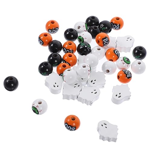 JEWEDECO 40St runde Perlen Runde lose Perlen basteln Bastelperlen-Charme Anhänger für die Schmuckherstellung halloween anhänger halloween basteln Holzperlen für DIY Charms aus Holzperlen von JEWEDECO