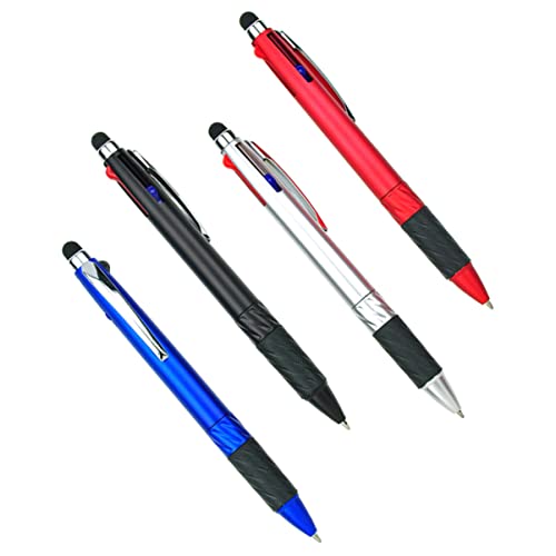 JEWEDECO 4er Set Kreative Kugelschreiber Mit Touchscreen Stylus Multifunktionale 3 Farben Kugelschreiber Für Meetings Und Bürobedarf Bunte Minen Für Vielseitige Schreibanwendungen von JEWEDECO