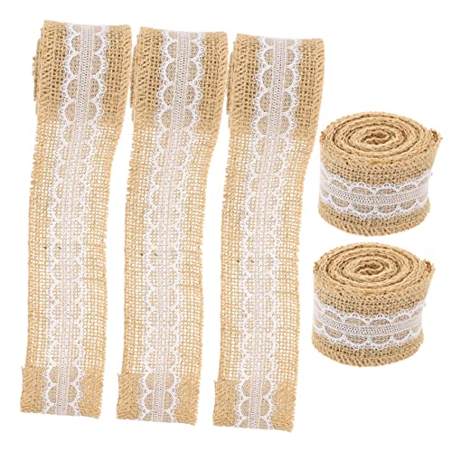 JEWEDECO 5 Rollen Einfarbige Leinenstreifen Ostern Sackleinen handgemachtes Sackleinenband Kuchen Zubehör verschleißfestes Geschenkband Dekor ribbon bandfeile zartes Band Spitzenband Jute von JEWEDECO