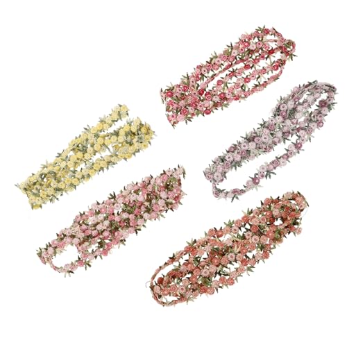 JEWEDECO 5 Rollen Wasserlösliche Spitze Spitzenstickband Blumen-Spitzenband Nähband DIY-Zubehör Dekorative Spitze textilien DIY trimmen DIY-Kopfschmuck-Spitzenbesatz Polyestergarn von JEWEDECO