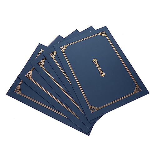 JEWEDECO 5 Stk Ehren urkunde klassisches Leinenzertifikat Diplomordner Diplom-Cover a4 Zertifikatsinhaber Brief dokumentenmappe zertifikatsmappe Diplompapierumschläge Papierschalen Blue von JEWEDECO