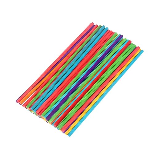 JEWEDECO 50 Stück Bunte Runde Holzstäbchen Ideal Für DIY Bastelprojekte Eisherstellung Bastelbedarf 15 Cm Mehrfarbig von JEWEDECO