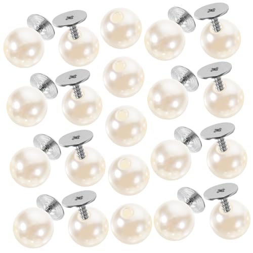 JEWEDECO 50 Stück Perlmuttknöpfe hemdknöpfe Perlmuttknopf Haltbare Knöpfe Perlenknopf selber machen Hochzeitskleid Perlenknöpfe Kunstperlen gravierte Knöpfe Kleidungsknopf Metall Beige von JEWEDECO