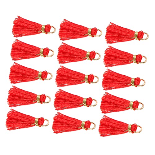 JEWEDECO 50 Stück Quaste Anhänger Quasten Zum Basteln Diy Quaste Mit Haken Autozubehör Quastenanhänger Schlüsselanhänger-anhänger Auto Schlüsselanhänger Mini-fans Ballonbogen-kit Rayon Rot von JEWEDECO