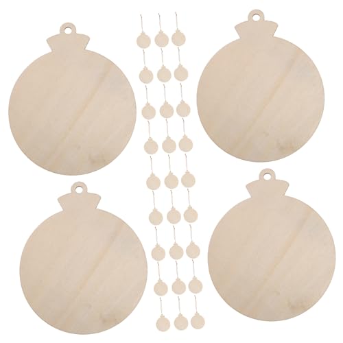 JEWEDECO 50 Stück Weihnachtsschmuck Weihnachtsgeschenkanhänger Weihnachts-tags Weihnachtsausschnitte Unvollendeter Weihnachtsausschnitt Weihnachtsglockenausschnitte Leere Holzspäne Hanfseil von JEWEDECO