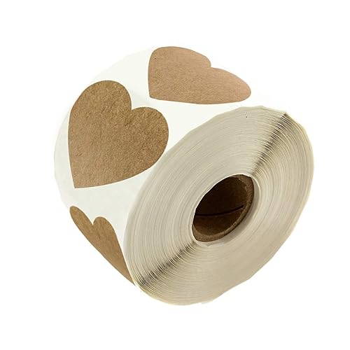 JEWEDECO 500 Stück Herz Aufkleber Scrapbooking-Aufkleber Kraftherzaufkleber scrapbooking sticker scrapbook stickers Geschenksiegelaufkleber Valentinstag Aufkleber Papier Khaki von JEWEDECO