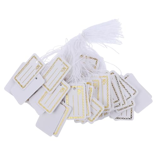 JEWEDECO 500 Stück Schild Papieranhänger Papieretikett Schmucketiketten aus Papier Schlüsselanhänger mit Etiketten pendant card Geschenkanhänger Tag Weinjahre Baumwolle Weiß von JEWEDECO