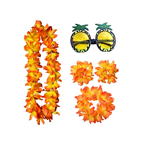 JEWEDECO 5St Ananas Brille hawaii outfit hawaii kleidung partyglasses partybrillen гирлянда Hawaii-Kopfschmuck hawaiianische Blumenkette Ananas-Brille Hawaii-Girlande lustige brille Orange von JEWEDECO