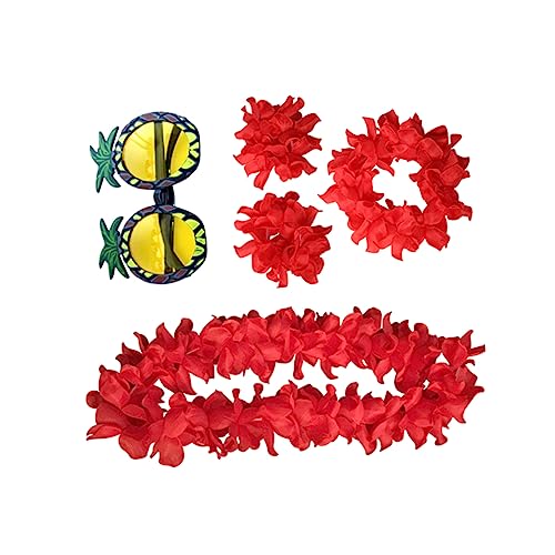 JEWEDECO 5St Hawaii-Girlande hawaii outfit hawaii kleidung hawaii schmuck partybrille partyglasses Hawaiianische Partygeschenke hawaiianisches Partykostüm Ananas Brille Ananas-Brille rot von JEWEDECO