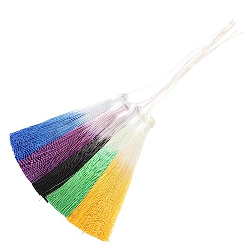 JEWEDECO 5er Set DIY Hängende Quasten Gradient Farben Dekorative Fan Quasten Für Bastelprojekte Boho Deko 13CM Lila Und Ideal Für Kreative von JEWEDECO