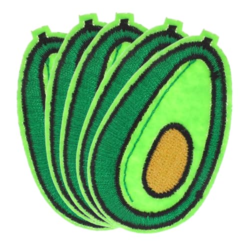 JEWEDECO 5st Stickaufkleber Cartoon-applikationen Früchte-applikation Bestickte Aufnäher Für Kleidung Avocado-applikation Hosenapplikation Sommerliches Fruchtbeet Polyesterfaden Green von JEWEDECO