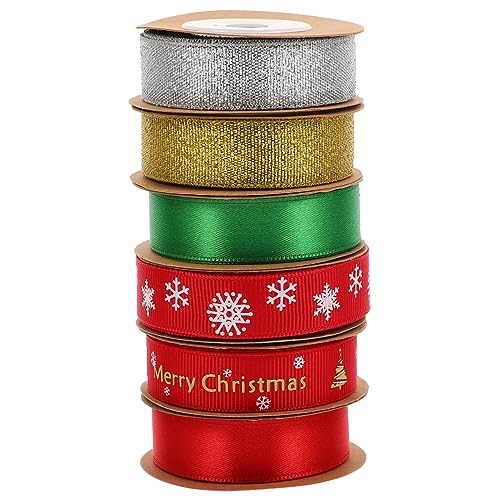 JEWEDECO 6 Rollen Weihnachtsband Weihnachtsfeier gefallen Weihnachtshaarschleifen machen Weihnachten ribbons christmas ribbon Blumenverpackungsband Geschenkverpackungszubehör Polyester von JEWEDECO