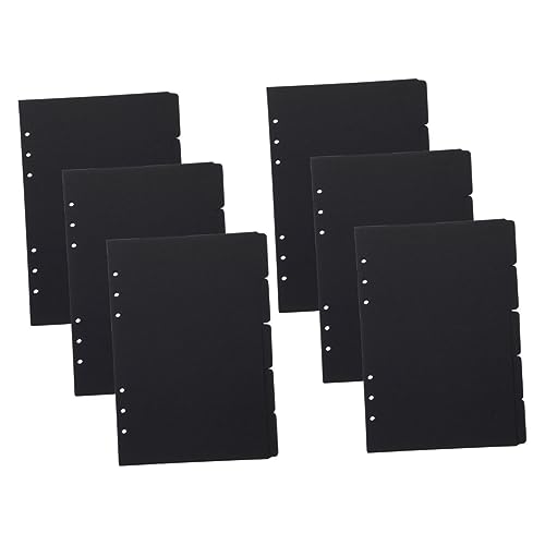 JEWEDECO 6 Sätze Index-trennseite A5 Trennwände Ästhetische Trennwände Notizblock-marker Notizbuchteiler Bindelaschen Ordnerteiler Notizblock-trennlaschen A5 6-ringbuch Papier Black von JEWEDECO