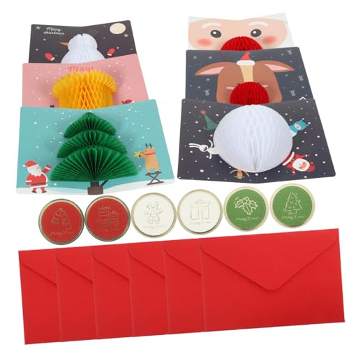 JEWEDECO 6 Sätze Weihnachtsdesignkarten Weihnachtsgrußkarten Partygeschenk Weihnachtsgeschenk Karteikarten Weihnachtsbedarf Weihnachtskarten Einladungskarten Für Partys Partyzubehör Papier von JEWEDECO