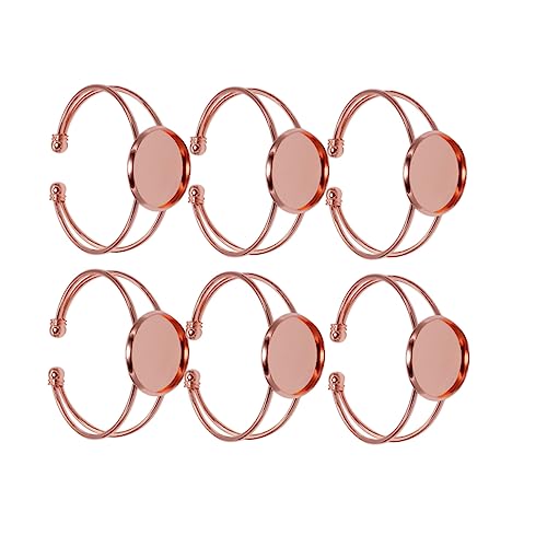 JEWEDECO 6St DIY-Anhänger DIY Armband Schmuckherstellung verstellbarer Ringrohling Vintage-Tablett bastelzeug bracelet set Roségold freundschaftsarmbänder Kupfer Ovaler Anhänger Rose Gold von JEWEDECO