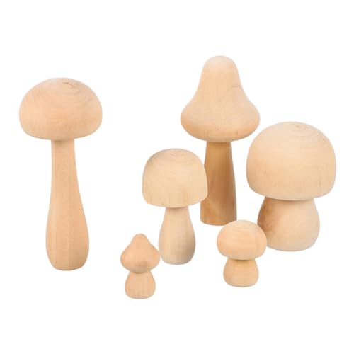 JEWEDECO 6st Pilzspielzeug Aus Holz Tischzubehör Pilz Zeichnen Selber Machen Schöne Pilzverzierung Minifigur Mini-figuren-spielset Unfertiger Pilz Zeichenspielzeug Selber Machen Mini-dekor von JEWEDECO