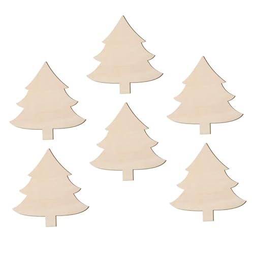 JEWEDECO 6st Weihnachtsbaumchips Weihnachtsbaumausschnitte Baumförmige Weihnachtsfeier Liefert Weihnachtsbaum-anhänger Weihnachtsschmuck Urlaub Baumschmuck Holzausschnitte Hölzern von JEWEDECO