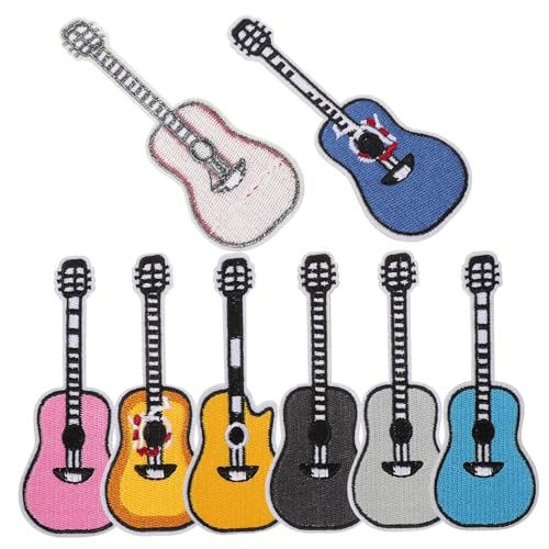 JEWEDECO 8St Gitarren-Stoffaufkleber gestickte Motivapplikation Hüte gebügelte Abzeichen Hutflecken Gitarrenpatches Kleidungspatches Kleiderabzeichen gestickte Aufnäher selber machen von JEWEDECO