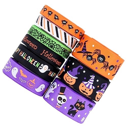 JEWEDECO 9 Rollen Bastelbänder geschenkband halloween halloween-dekoration Halloween Bastelband Spinnenband Stoffbänder zum Basteln Kürbis-Drahtband Halloween-Bänder zum Basteln Polyester von JEWEDECO