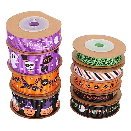 JEWEDECO 9 Rollen Halloween Gurtband, Bezauberndes Paketband, Bonbontütenband, Zartes Paketband, Bezauberndes Geschenkband, Dekoratives Paketband, Halloweenband, Festival Zubehör von JEWEDECO