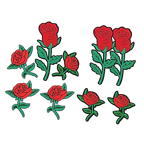 JEWEDECO 9st Stoff Aufkleber Patch Aufkleber Kleiderabzeichen Nähen Blumenapplikation Gestickte Blumenflecken Hosen Patches Selber Machen Diy Patches Für Kleidung Rosenblütenbeet Rosendekor von JEWEDECO