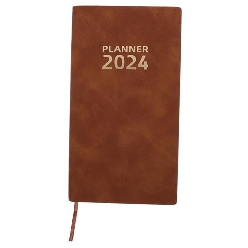 JEWEDECO Agendabuch 2024 Zeitplan Buch Zu tägliches notizbuch Halter write board schreibhefte zeichenheft plans Pläne Multifunktions-Notizblock Büro-Agenda-Notizblock Kunstleder Brown von JEWEDECO