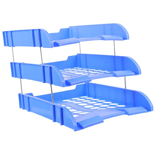 JEWEDECO Aktenablagefach Schreibtisch Papierfach stapelbare Papierablage schreibtischgestell tischregal schreibtisch Organizer für Schreibtischablagen Office-Desktop-Magazin-Organizer Blue von JEWEDECO