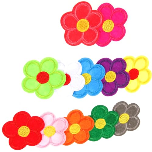 JEWEDECO Aufbügelbare Blumen Patches Bunte Stickerei Aufnäher Für Kleidung Taschen Und Handwerk Dekorative Flicken Zum Nähen Und Applizieren von JEWEDECO