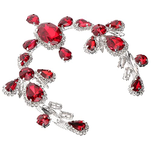 JEWEDECO Blumenkette aus Strass Schmucksteine gemuse Schmuck für Vorhänge lichterdeko Applikationen aus Strass Randbereich hochzeitsdeko Kleidungsverzierung Glitzerverzierung Kristall rot von JEWEDECO